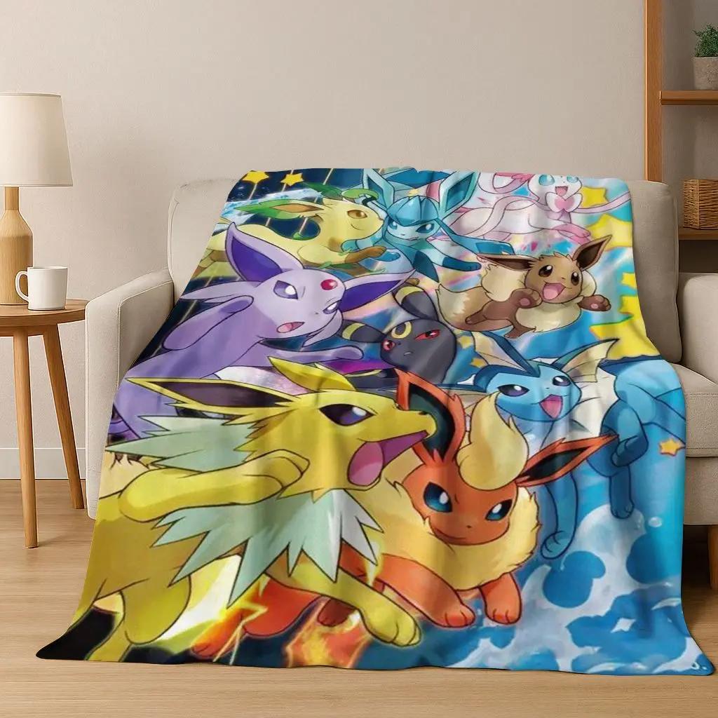 3D Pokemon Pikachu Monster Elf Child Flannel Blanket Soft Warm Blanket for Bedroom Living Room Bed Travel Camping Picnic Gift