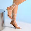 2025 New Fashion Glitter Rhinestones Women Pumps Crystal Silk Pointed Toe Buckle Strap Thin High Heels Party Prom Shoes