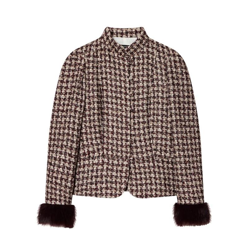 Womens 2026 Faux Fur Trim Sleeve