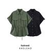 Spring 2025 European & American Style Women's Safari Shirt, Linen Blend Fashion 