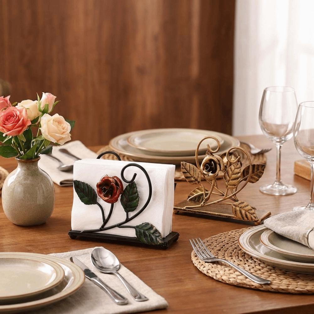 Rose Metal Napkin Holders Stable Tissue Storage Rack Desktop Paper Organizer Dining Table