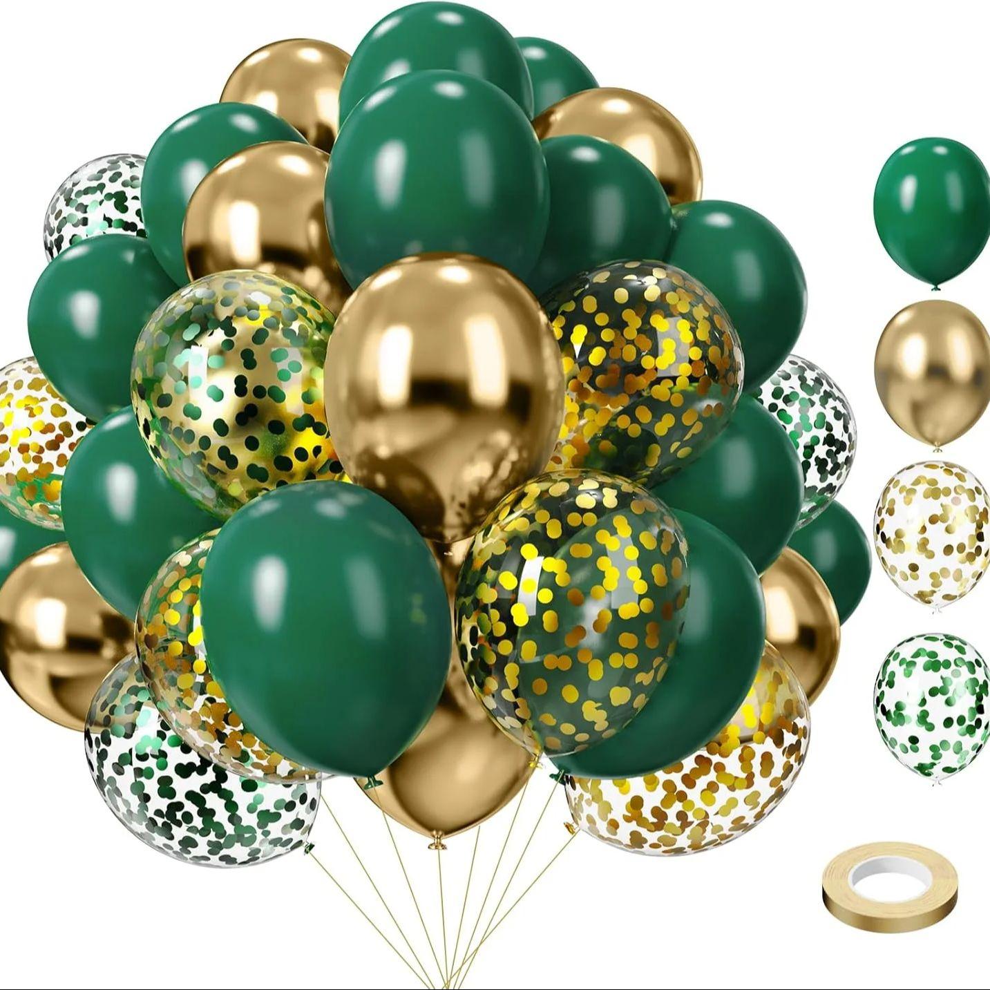

75Pcs Green Gold Mixed Balloons Set for Baby Showers Birthday Party Wedding Graduation Celebration Anniversary Decor Supplies O&12INCH