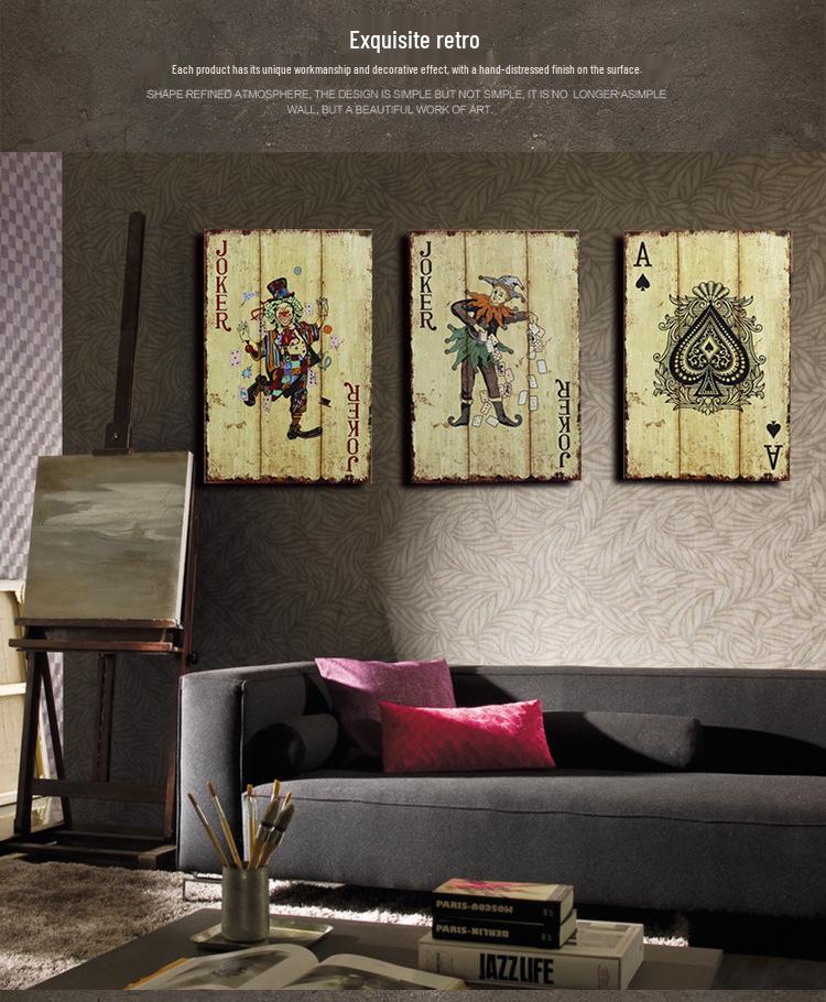 Vintage Playing Cards Wall Art for Bar, Cafe, or Living Room Decor