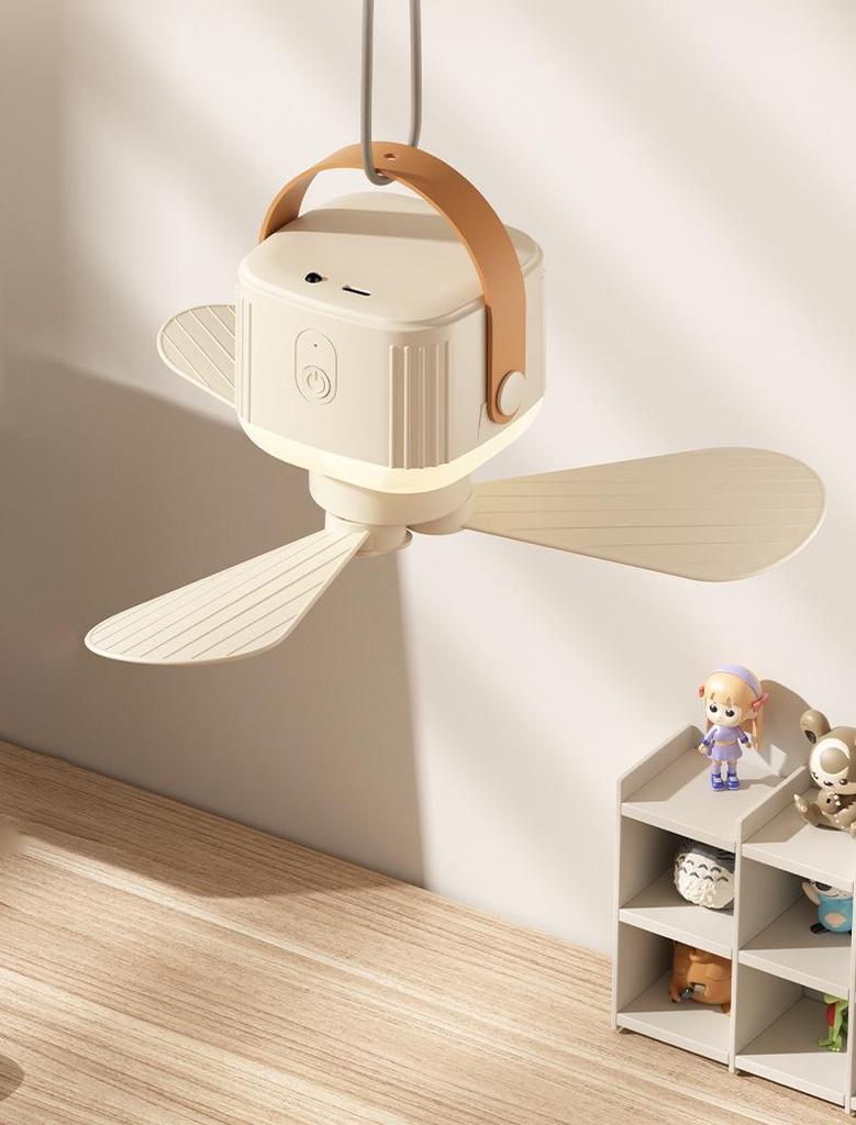Portable Multi-Functional Ceiling Fan: Rechargeable & Remote-Controlled, Ideal for Camping & Wall/Desktop Mounting