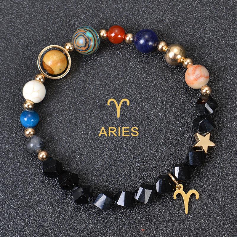 Eight major planets and twelve zodiac signs bracelet, frosted stone, bead bracelet, planets, Christmas gift, Stocking stuffers