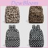 Urban Minimalist Plush Backpack For Women With Fabric And Leopard Print For Casual Travel