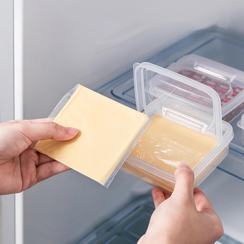 1PC Plastic transparent refrigerator storage box, flip cheese box, kitchen packaging seasoning storage box