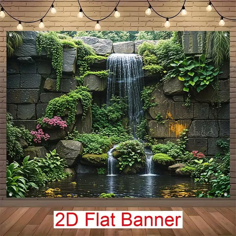 2D Oriental Garden Pond Nature Photo Background 47.2x31.5inch/120*80cm