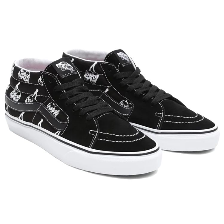 Vans Sk8 Skull Cherry Mid-Top Skate Shoes Unisex Sneakers Black White VN0A3WM34WW