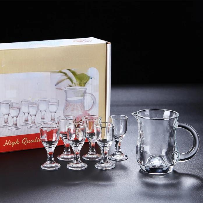 7-teiliges Glas-Weinglas-Set Haushalts-Weindispenser Geschenk Weinglas-Set Spirituosenglas Schnapsglas 10ml Transparentes Glas Trinkgeschirr