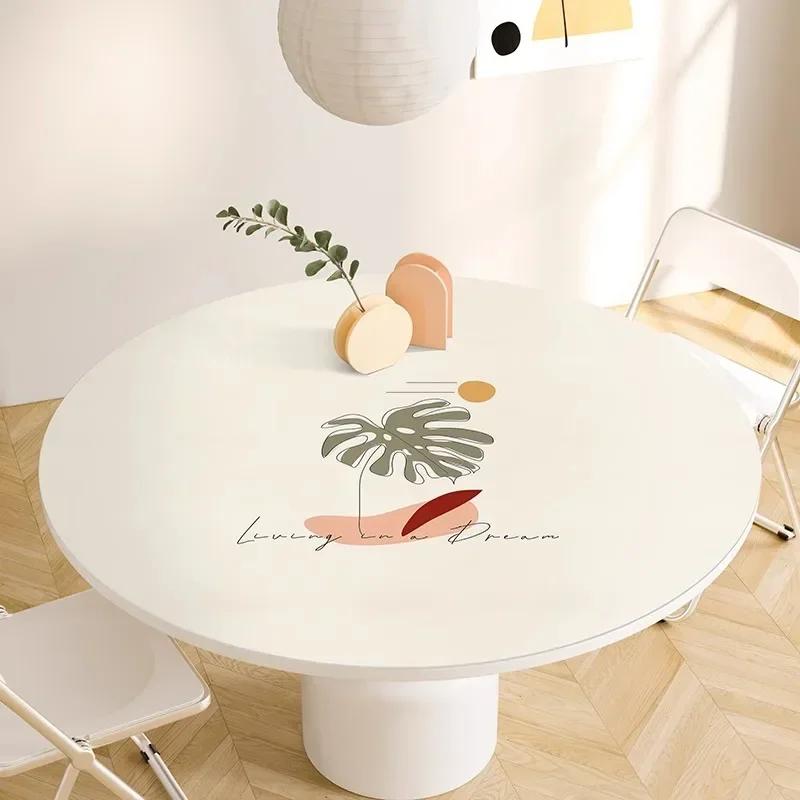 Round Waterproof Tablecloth Pvc Oil-proof Anti-scalding Dining Table Mat Japanese Minimalist Style Home Decoration Tablecloths