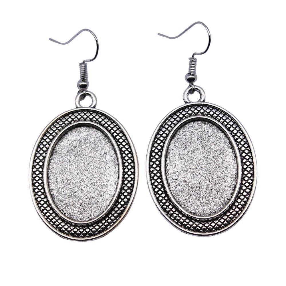 Ovale Cabochon Base Hængeøreringe DIY Foto Smykke Tilbehør Håndlavede Gaver