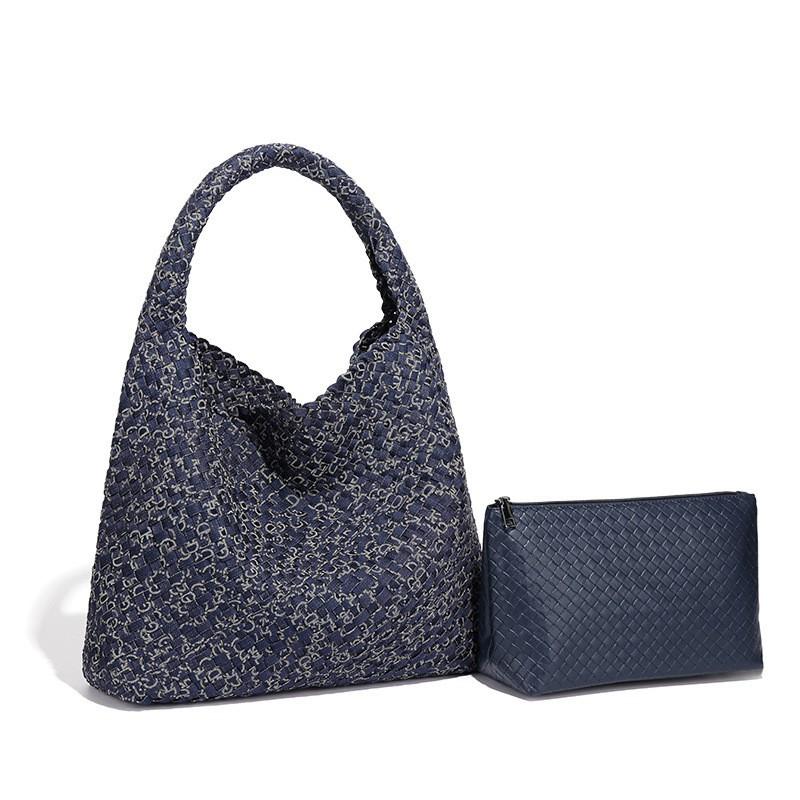

Tie-dyed Denim Woven Bag Vegetable Basket Tote Retro Fashionable Large Capacity Bucket Mother