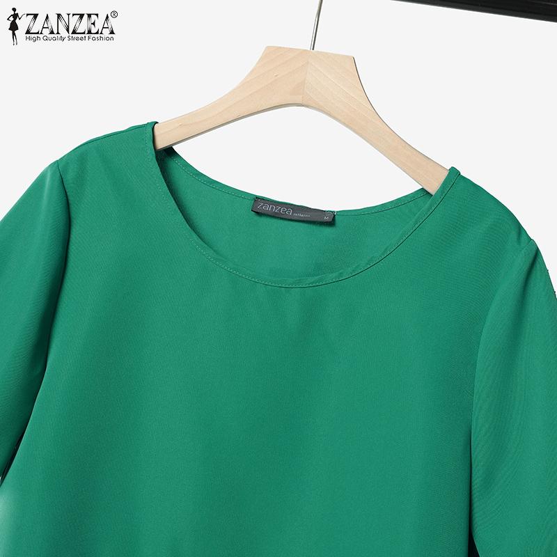 ZANZEA Women Short Sleeve Blouse and Pants Summer Two Piece Suit Sets