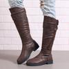 Thigh High Sock Boots For Women Wide Calf Knee High Boots For Women Low Heel Tall Boots Fashion Round Toe Zapatos Para Mujer