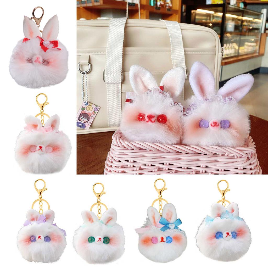 Cute Rabbit Charm Keychains Couple Keyholder Cartoon Mini Plush Animal Keyring