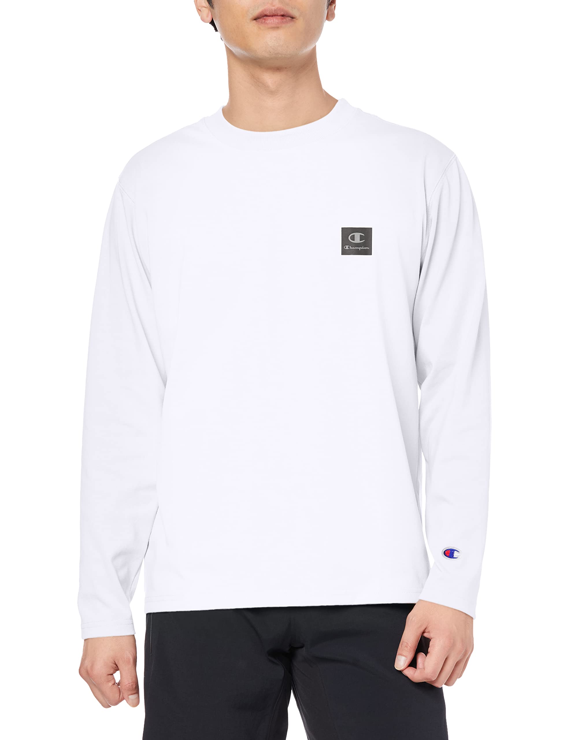 

Champion Long Sleeve Crew Neck UV Graphic Logo Size L Men s T-Shirt, Quick-Drying, Protection, Print, White, (C3-WS405)