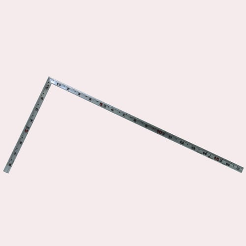 Shinwa Sokutei Curved Ruler, 1.5 Shaku (4.5 Ft) Thick, with Square Backing, Crane and Turtle Design, Left-Handed, Silver, 10669