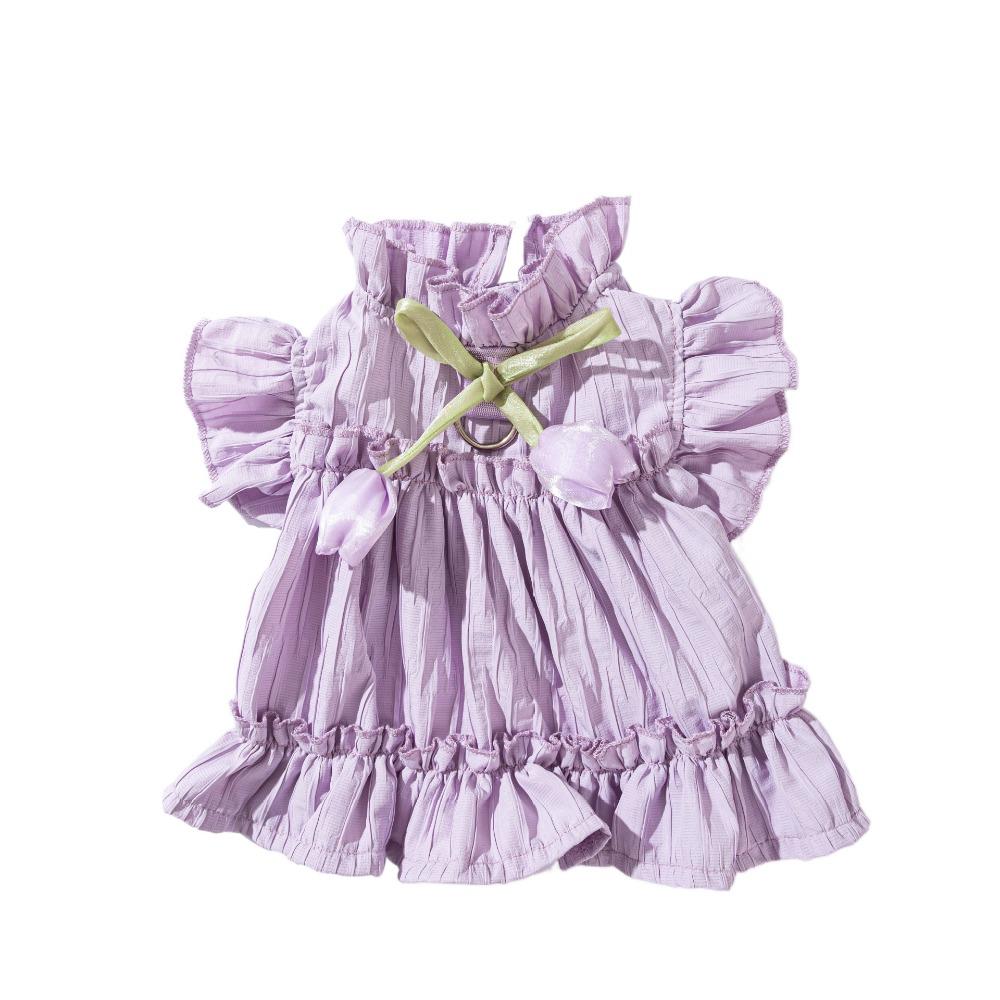 Reusable Dog Princess Dress Soft Bowknot Lace Puppy Clothes Cute Dog Tulip Pleated Dress  Summer