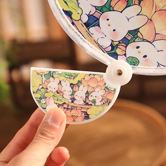 Cartoon Pattern Reflector Folding Fan Portable Lightweight Foldable Fan Fish Orange Panda Pattern Hand Fan