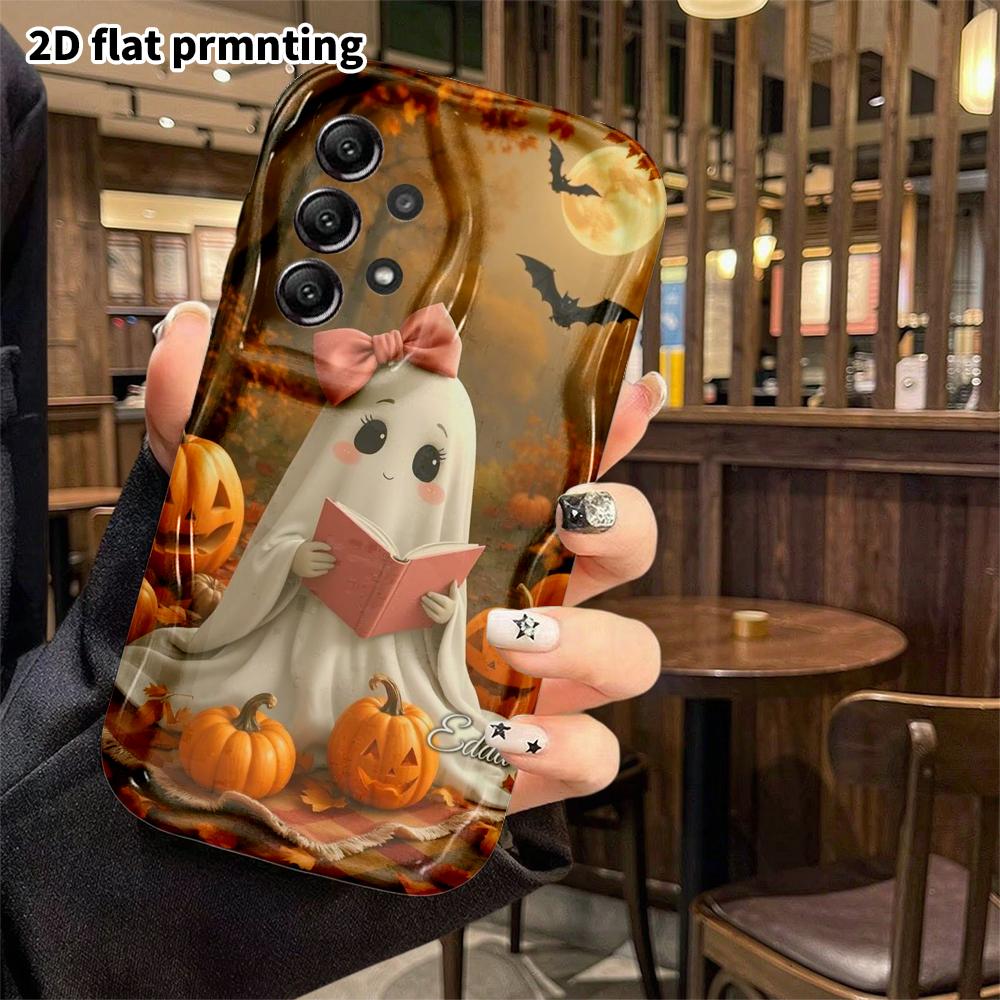 Phone case: 2D flat, compatible with Samsung Galaxy A34 A35 M05 M06 S20 S22 S21 FE Plus 5G protective cases, little white ghost, perfect Christmas and