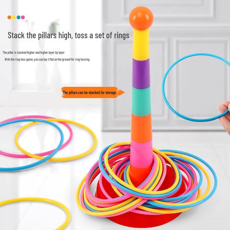 Children's Educational Ring Toss Game: Parent-Child Interactive Stacking and Throwing Competition Toy for Kindergarten