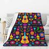 Custom Sofa Fleece Mexican Flowers Art Pattern Throw Blanket Warm Flannel Blankets for Bed Car Sofa Quilt