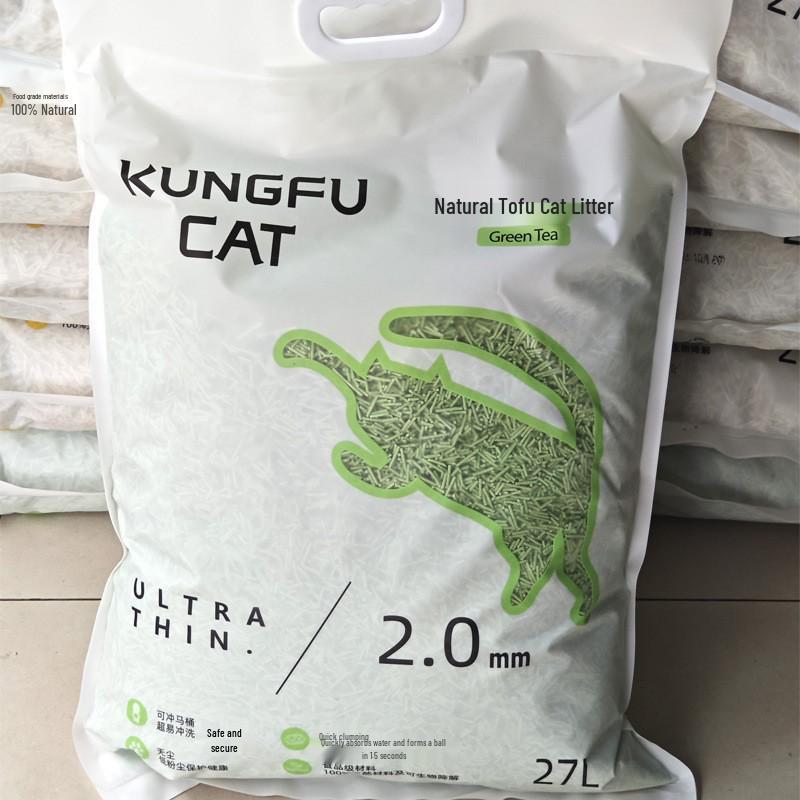 Kung Fu Cat Биоразлагаемый тофу-наполнитель для кошачьего туалета: Комкующийся, Дезодорирующий, Без пыли, Легко растворяется, 20 фунтов (10кг)