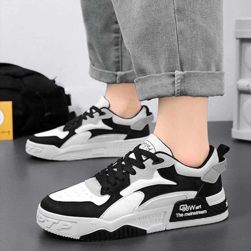 Nové podzimní pánské tenisky Pánské pohodlné boty na platformě 2024 Trend Šněrovací vulkanizované boty Bílé ležérní tenisky Zapatillas