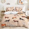 3D Digitaldruck Bett Dreiteilig Tierillustration Meeresleben Tiger Kuh Pferd Set
