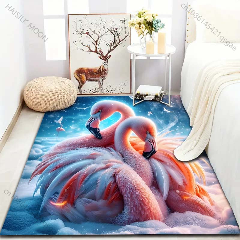 1PC Elegant Flamingo Print Carpet for Living Room Bedroom Sofa Doormat Home Decor Area Rugged Non-slip Floor Mat Large Size