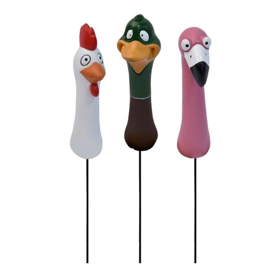 3Pcs/Set Synthetic Resin Flamingo Ornament Weather-resistant Flamingo Stake for Home