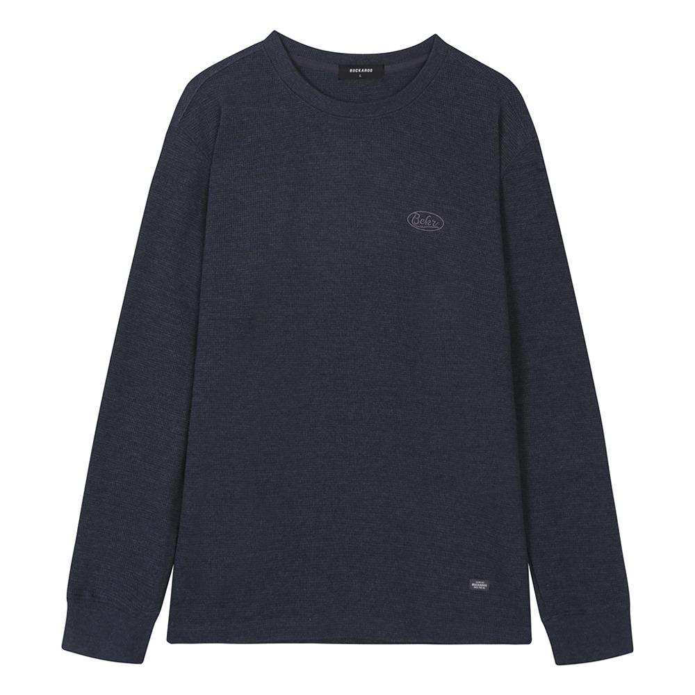Burkeru Waffle Basic Round T-Shirt Dark Blue Dark Blue_L