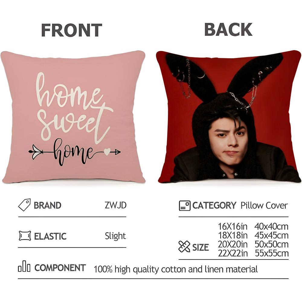 Dylan Wang Chinese Actor Cushion Household Decoration Linen Sofa Cushion Cover: Skin-Friendly & Breathable with Invisible Zipper