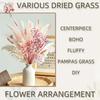 Bouquet of dried flowers pink and white, table centerpieces for weddings, natural pampas grass, real northern gypsophila