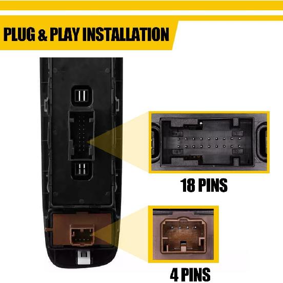 Power Window Switch Driver Side Replace 6BZ27LXHAA Compatible with Jeep Compass 2017-2021 Front Left Driver Side Power Window Master Switch