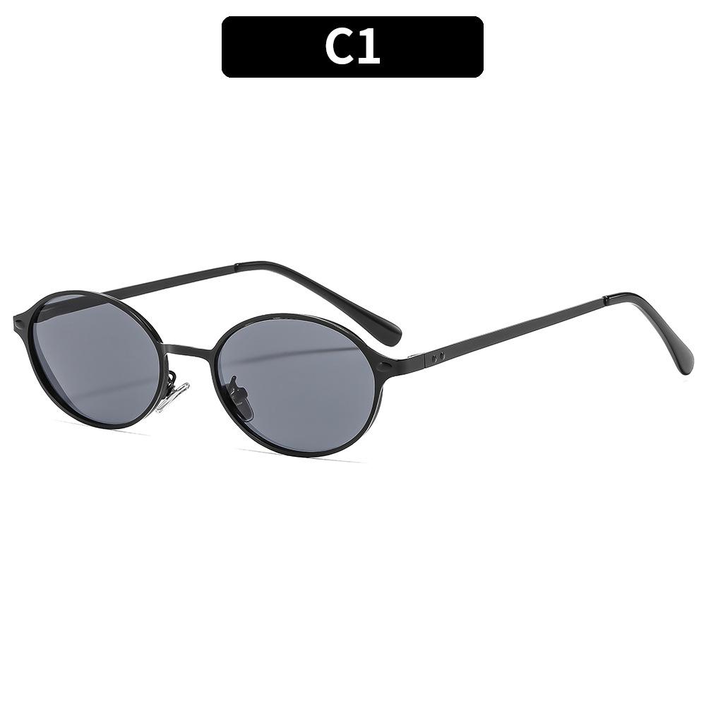 Women's glasses, new fashionable oval metal sunglasses, men's and women's outdoor sunglasses