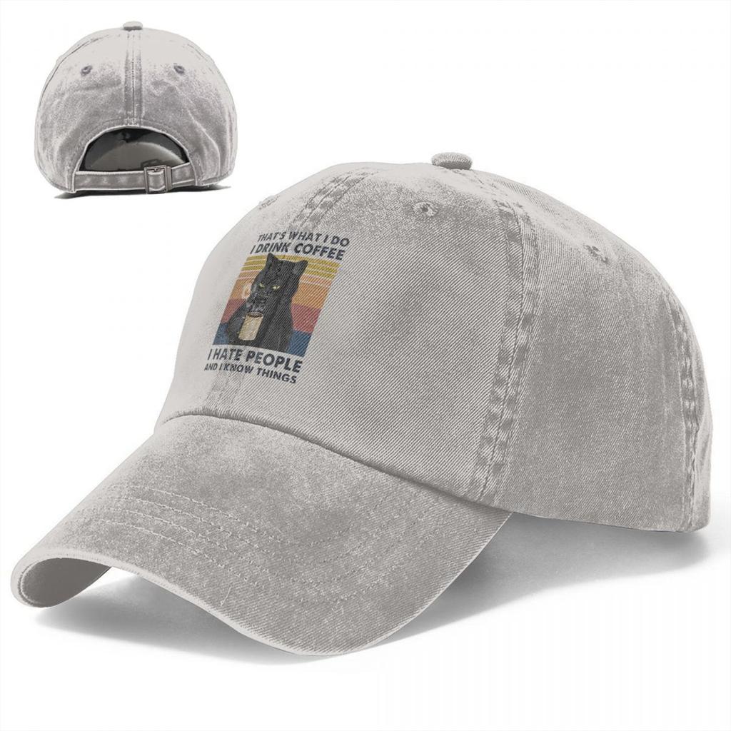Vintage Wash I Drink Coffee I Hate People And I Know Things Baseball Cap Unisex Women Hat Adjustable Cat Lover Casquette Gorras
