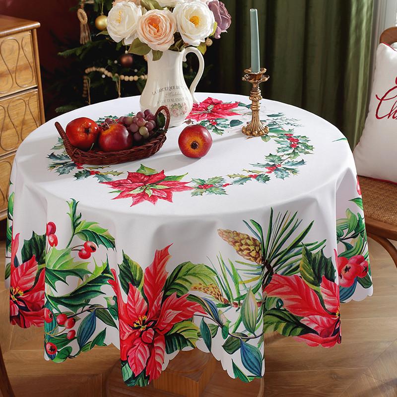 

Большая Рождественская Круглая Скатерть Рождественский Праздник Настольная Скатерть Декор Домов Style J,120cm/47.24in