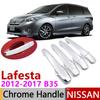 For Nissan Lafesta B35 Highway Star 2012~2017 Chrome Door Handle Cover Car Accessories Stickers Trim Set 2013 2014 2015 2016