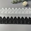 3Yards White/Black Floral Lace Trim - Water-Soluble Flower Embroidery for Wedding Veils, Hair Accessories & DIY Clothing Crafts