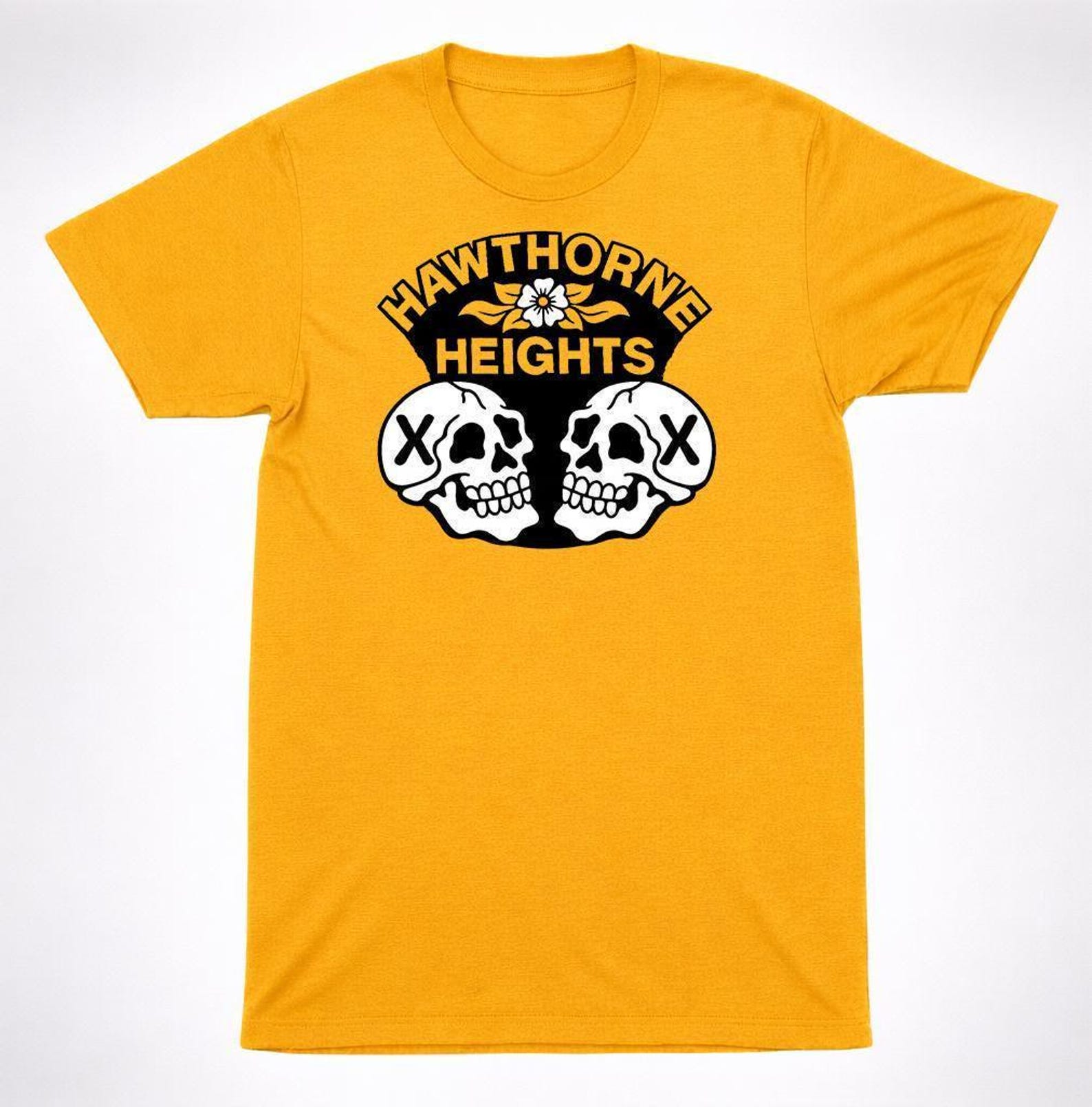 Hawthorne Heights Retro Skulls Band Tee - Emo Post Hardcore Shirt - Multi-Color Print, Black Cotton, Everyday Wear XL