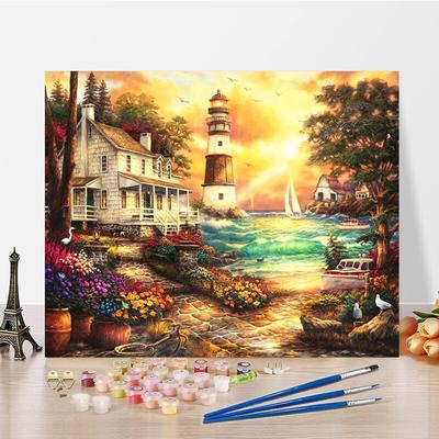 DIY Paint By Numbers Oil Painting Kit Canvas DIY Oil Painting By Numbers Wall Art Decorations for Home Gift Arts & Hobbies