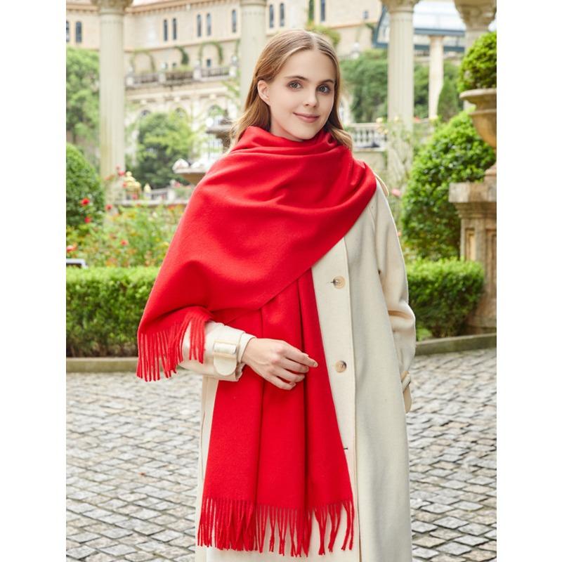 

Красный шарф для женщин зимний высококачественный утолщенный шерстяной шарф универсальная мужская шаль однотонный кашемировый шарф (200 * 34CM)