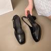 Fashion High Heels Women's Sandals Square Toe Buckle Pumps Fad Slingback Shoes 2025 Summer New Brand Chunky Shallow
