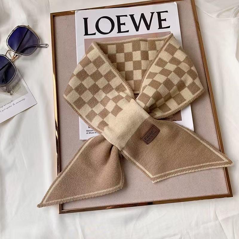 Women's Houndstooth Double-Sided Scarf Set - Thickened, Versatile, Autumn/Winter Neck Warmer