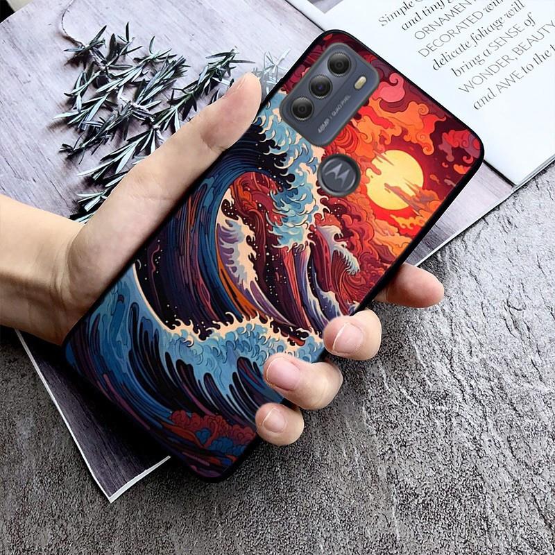 

Чехол для телефона с японским рисунком волны для Moto G84 G22 G32 G42 G52 G62 G53 G72 G60 G60S G100 G10 G20 G30 G13 G50 G 5G G Pure Moto G10 G20 G30