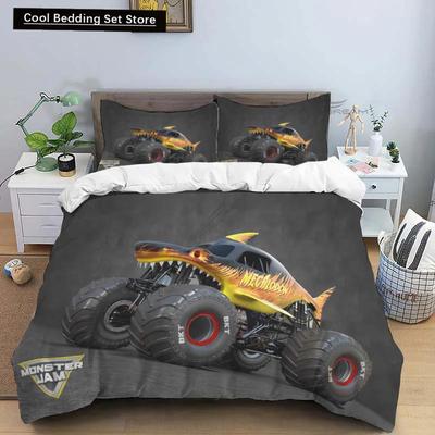Ensemble de literie couette Super Monster Truck Monster Jam 3D, Housse de couette Ensemble de lit Housse de couette Taie d'oreiller, Ensemble de literie Taille King Queen