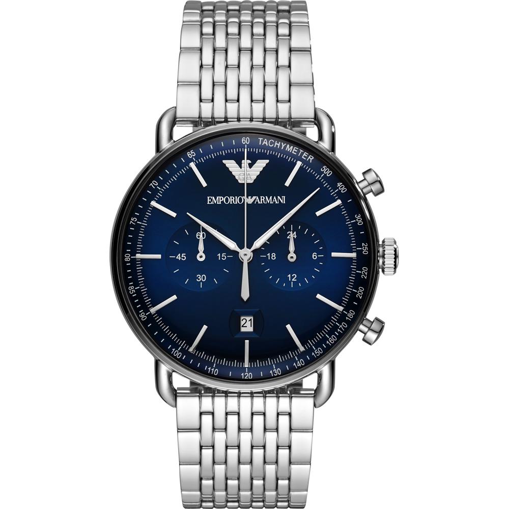 Emporio Armani Aviator Blue Metal/Silver Men s Quartz Chronograph AR11238 синий