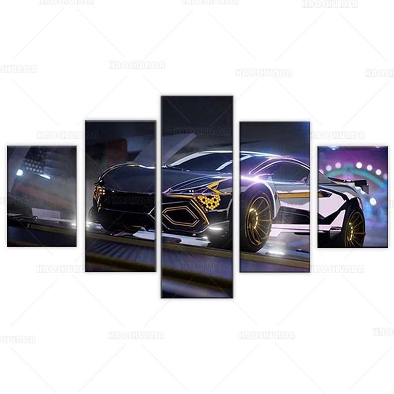 

5 шт., игра, картина, постер «Ракетная лига», автомобиль, картина маслом на холсте, настенное покрытие, фрески, домашний декор, рамка, произведение искусства 40x60cm*2 40x80cm*2 40x100cm*1